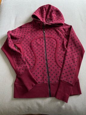 Vintage Lululemon Scuba Hoodie II Polka Dot Heathered Cranberry Lady Bug